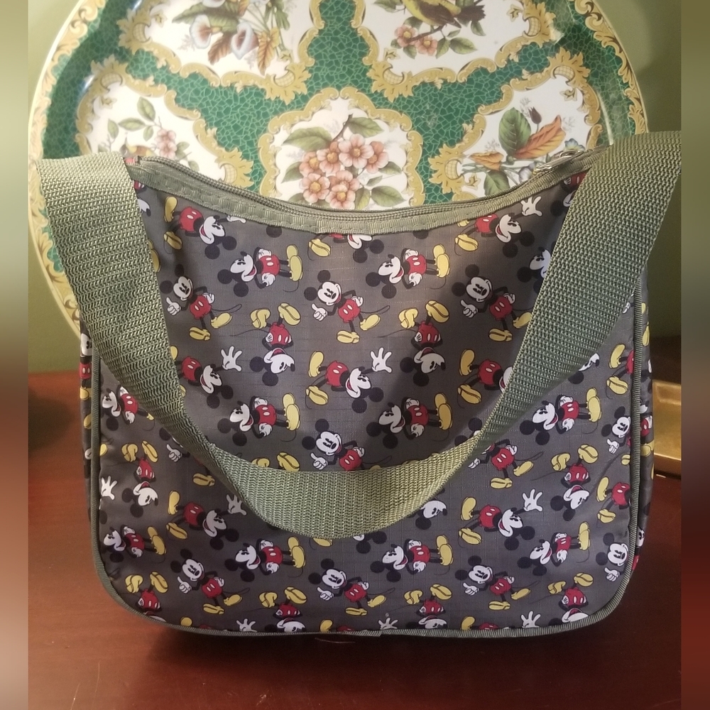 Classic Mickey Mouse Hobo Style Shoulder Bag - Olive Green